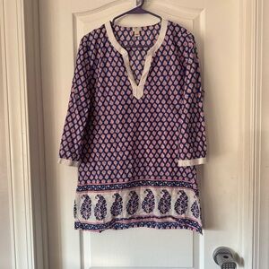 J. Crew Blue and Pink Patterned Tunic